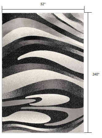 2’ X 10’ Black And Gray Abstract Marble Runner Rug