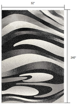 2’ X 10’ Black And Gray Abstract Marble Runner Rug