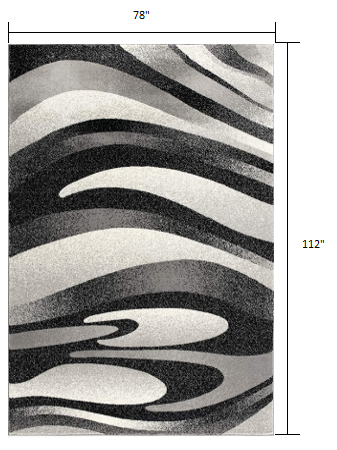 2’ X 10’ Black And Gray Abstract Marble Runner Rug