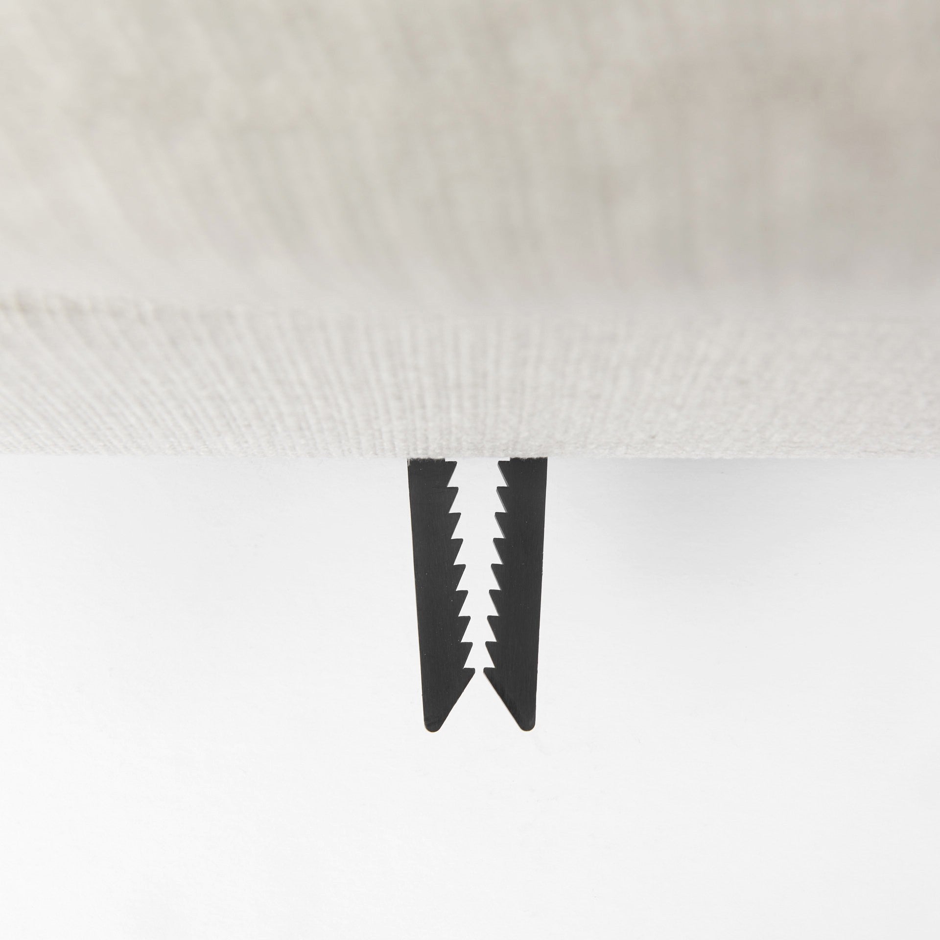 Beige Fabric Covered Half Ottoman