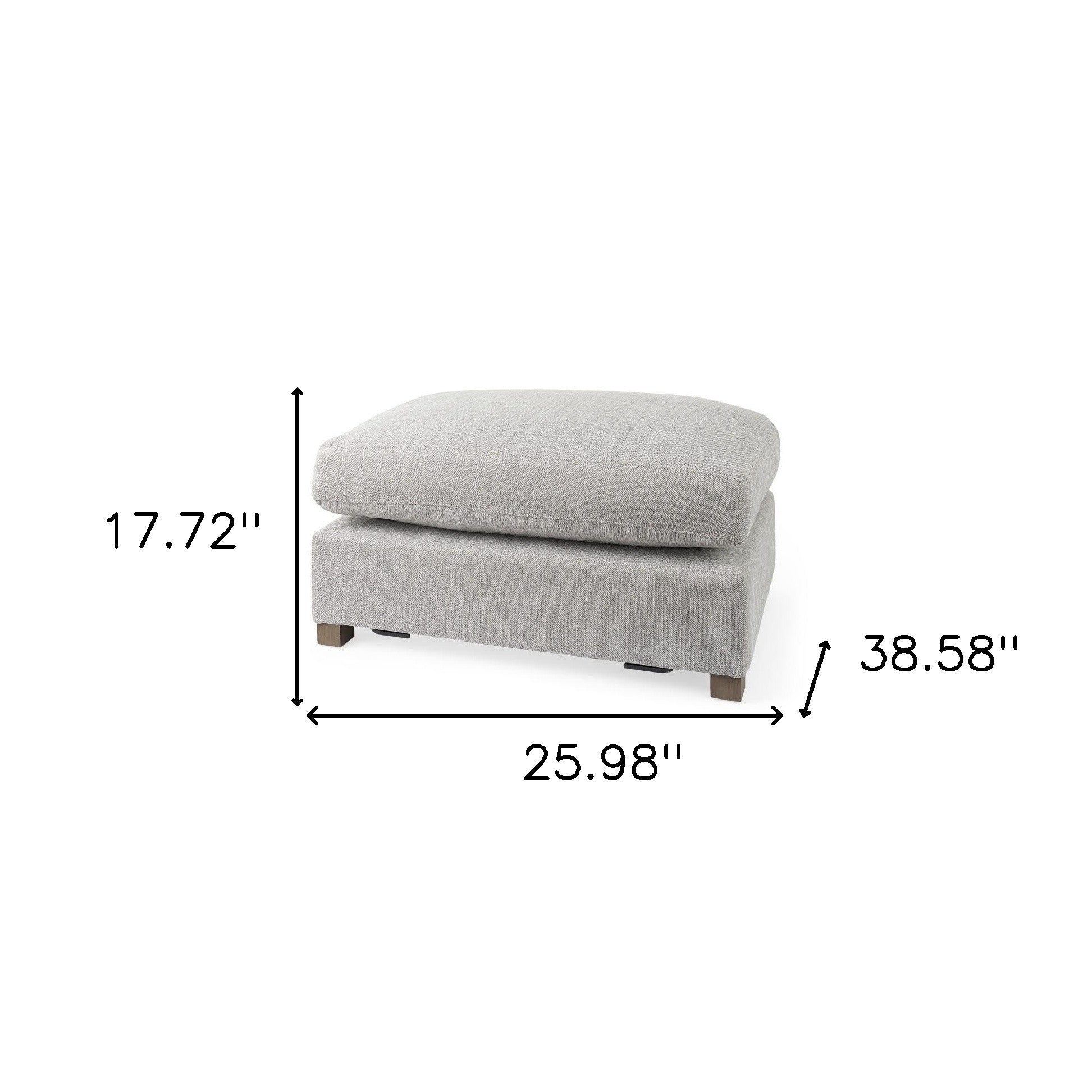 Light Gray Fabric Covered Half Ottoman