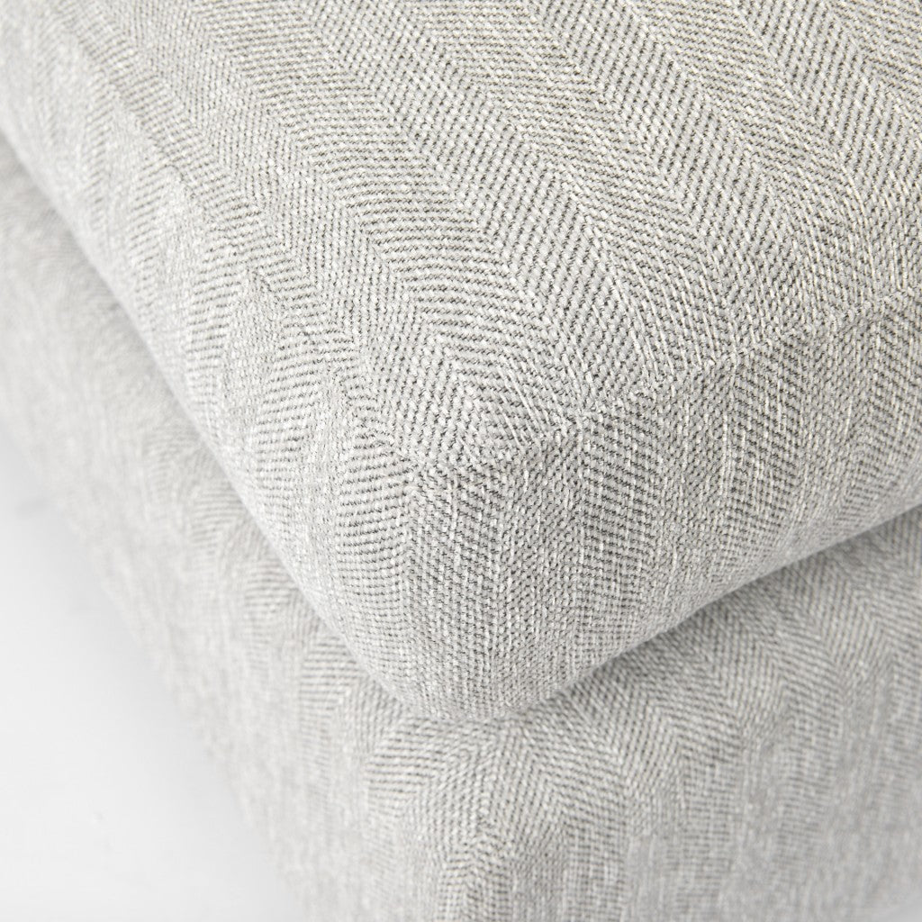 Light Gray Fabric Covered Half Ottoman