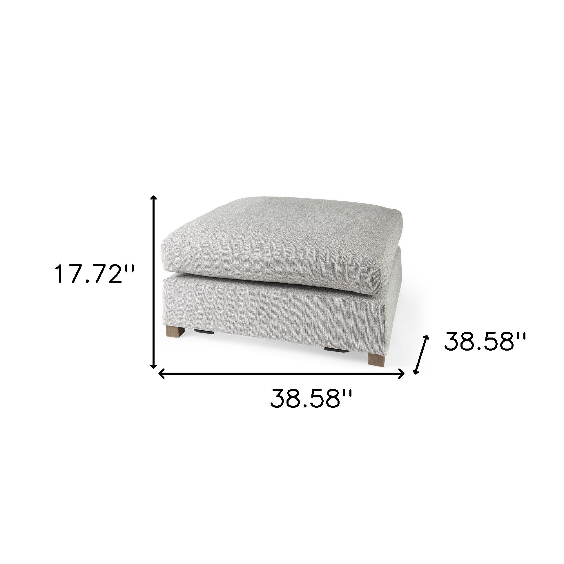Light Gray Fabric Covered Full Size Ottoman