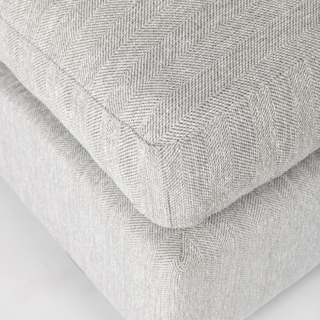 Light Gray Fabric Covered Full Size Ottoman