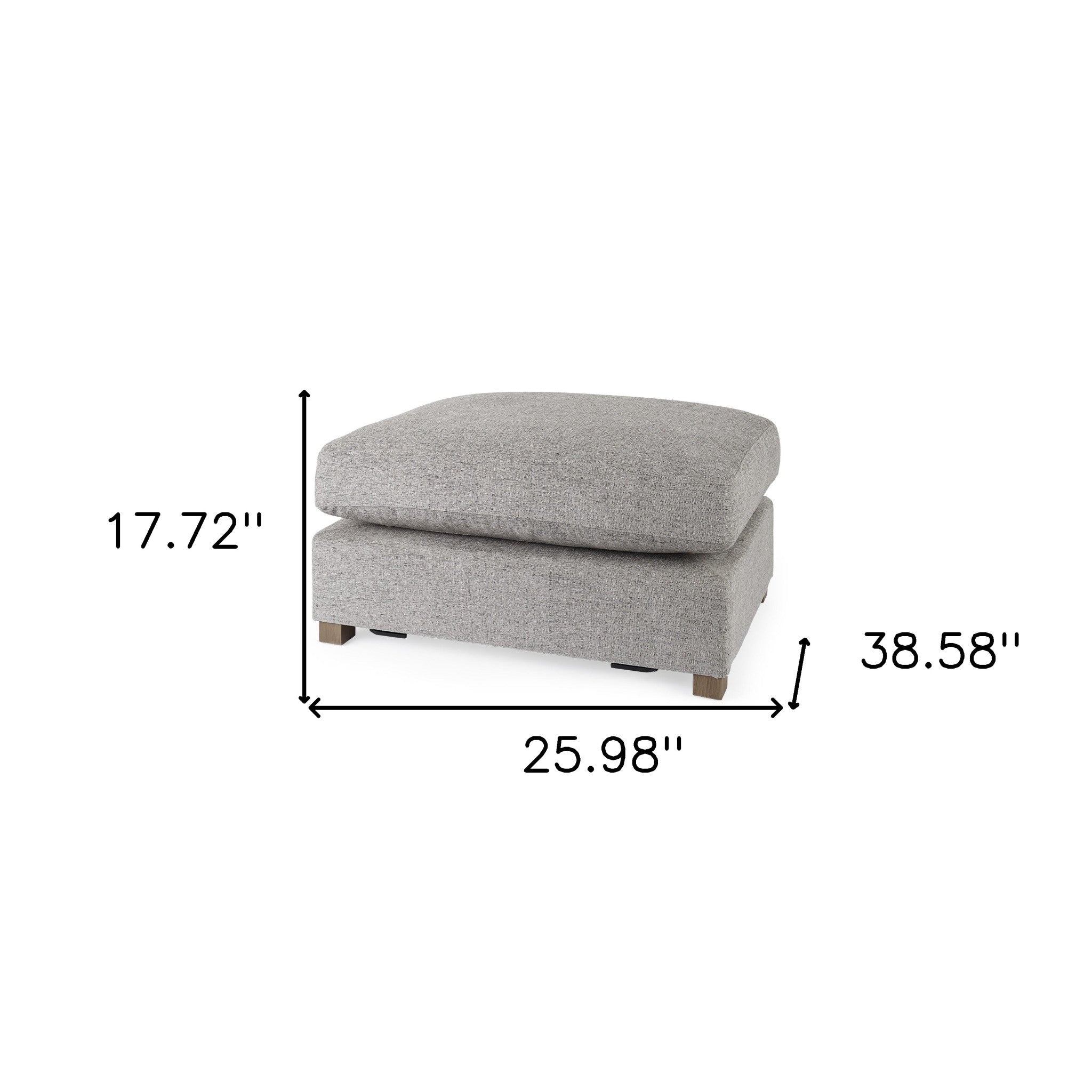 Gray Fabric Covered Half Ottoman