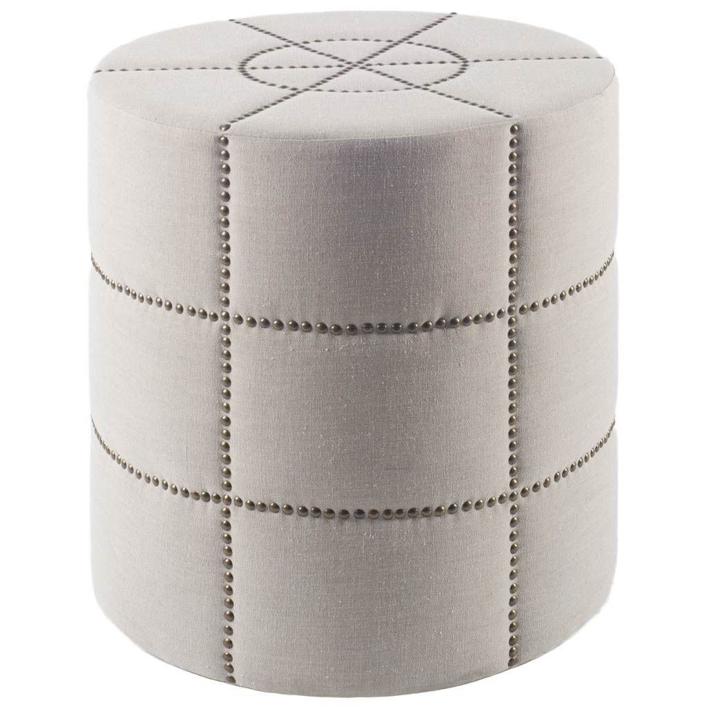 Cream Ottoman With Metal Detailing