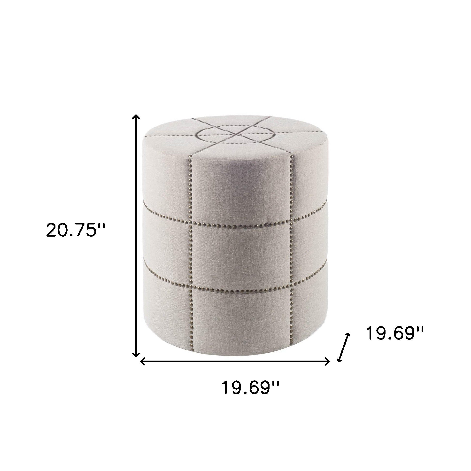 Cream Ottoman With Metal Detailing