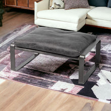 Mod Black Leather Metal Base Ottoman