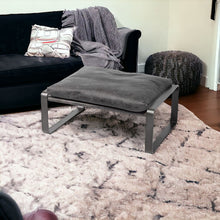 Mod Black Leather Metal Base Ottoman