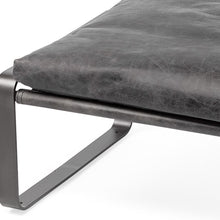 Mod Black Leather Metal Base Ottoman