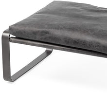 Mod Black Leather Metal Base Ottoman