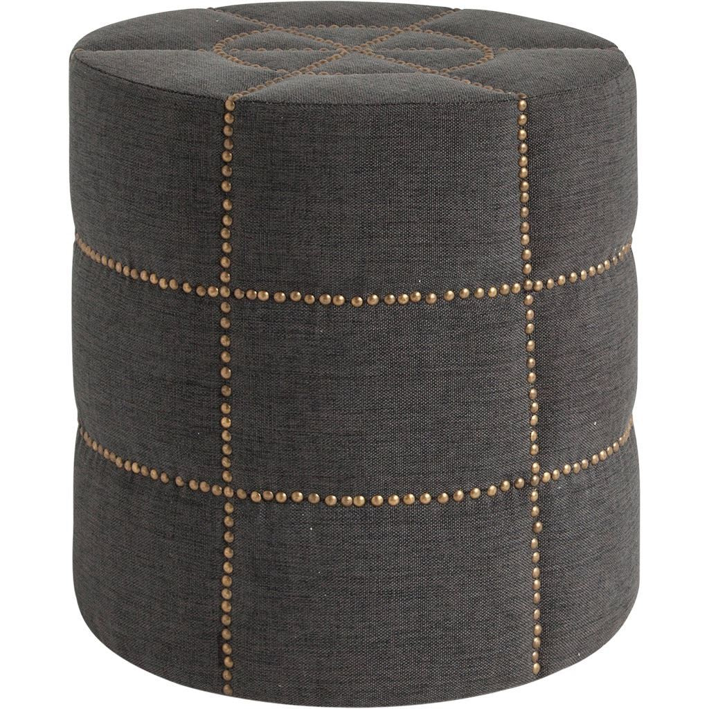 Dark Gray Ottoman With Metal Detailing