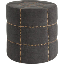Dark Gray Ottoman With Metal Detailing