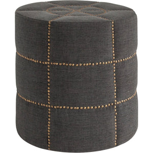 Dark Gray Ottoman With Metal Detailing