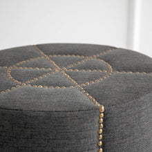 Dark Gray Ottoman With Metal Detailing