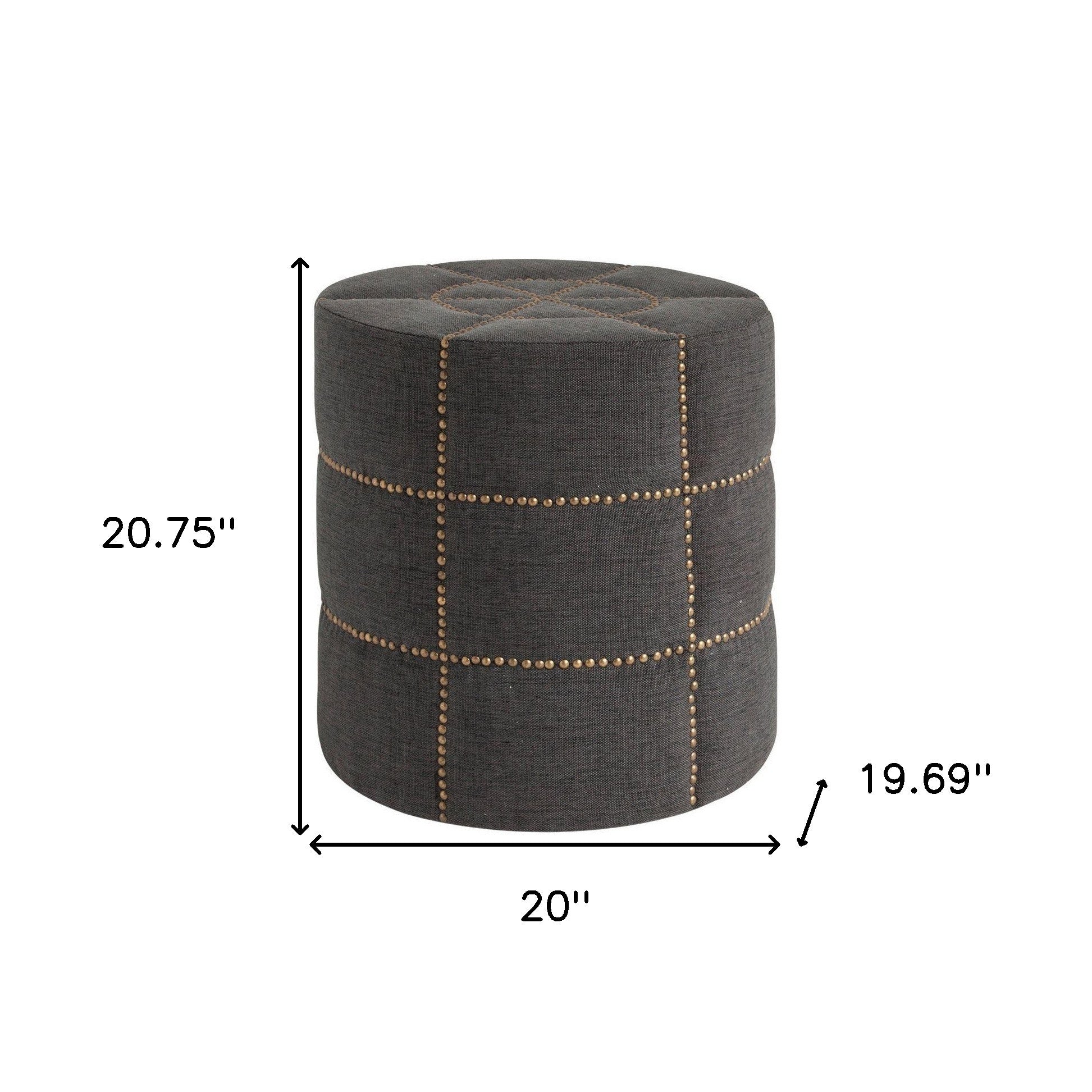 Dark Gray Ottoman With Metal Detailing