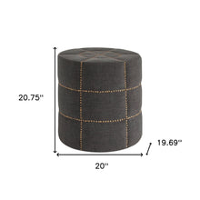 Dark Gray Ottoman With Metal Detailing