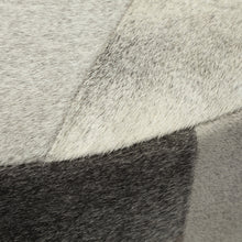 Gray Cowhide Round Ottoman With Metal Base