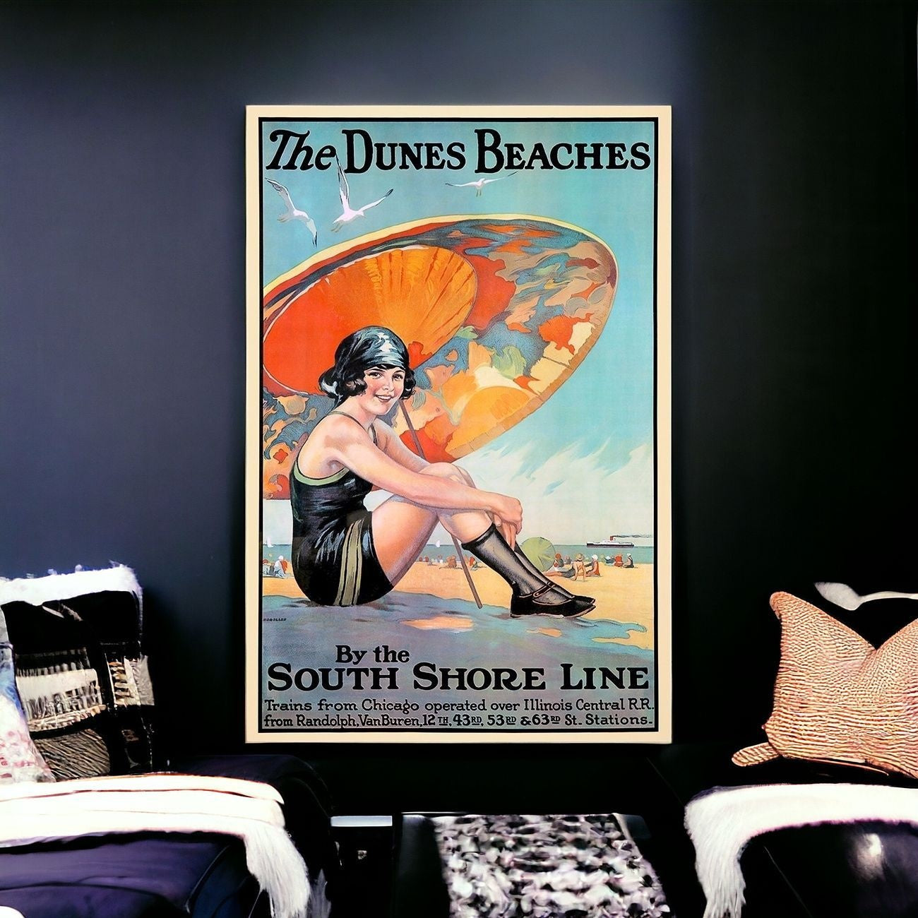 Dunes Beaches Vintage Travel Unframed Print Wall Art