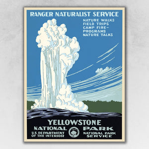 Yellowstone National Park c1938 Vintage Travel Poster Wall Art - 36" x 48"