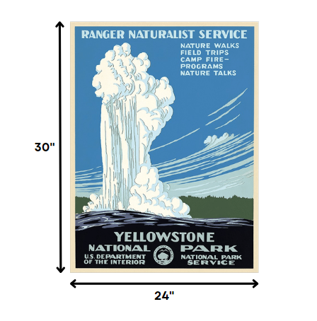Yellowstone National Park c1938 Vintage Travel Poster Wall Art - 36" x 48"