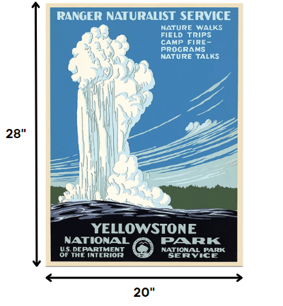 Yellowstone National Park c1938 Vintage Travel Poster Wall Art - 36" x 48"