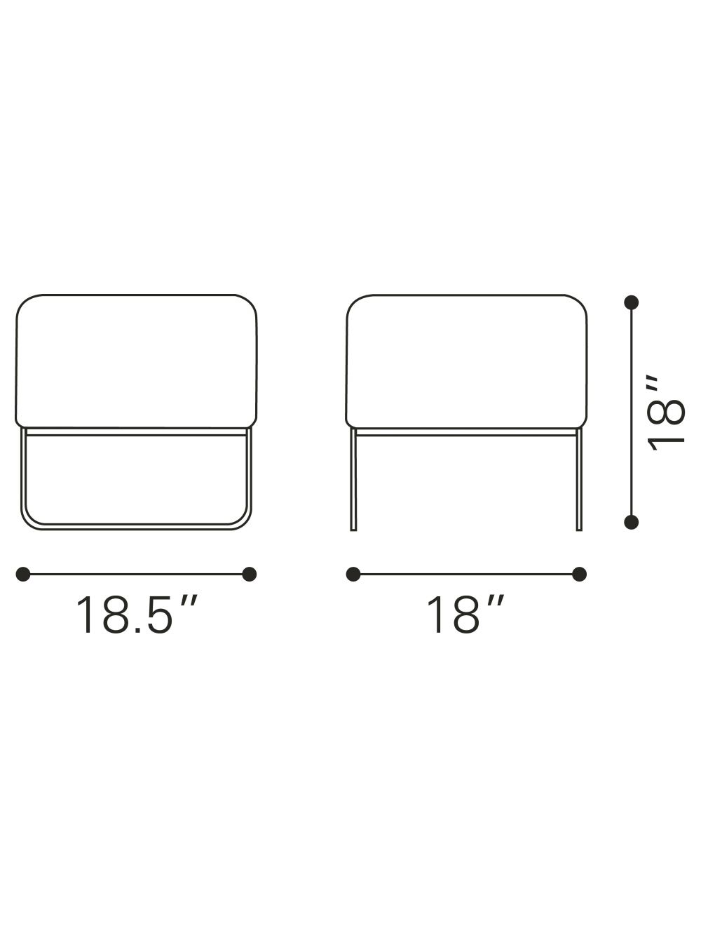 18" Black Faux Leather And Silver Ottoman