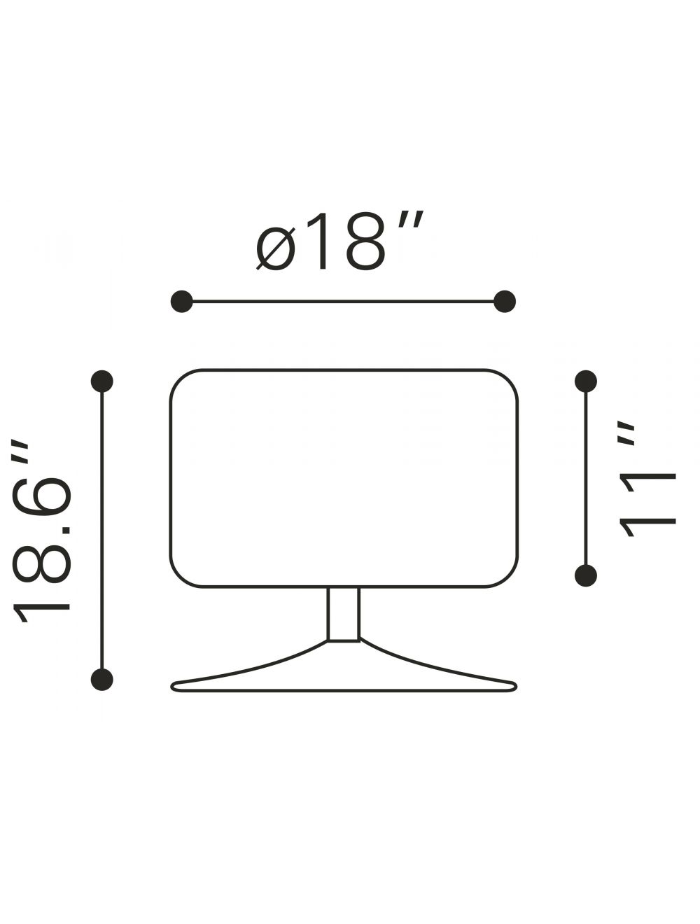 18" Black Faux Leather With Chrome Round Ottoman