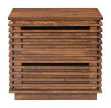 Walnut Solid Wood Modern Slat Design End Table with Drawers 22