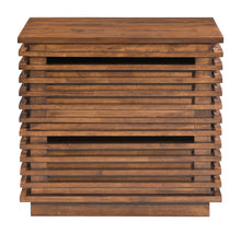 Walnut Solid Wood Modern Slat Design End Table with Drawers 22