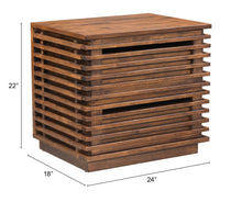 Walnut Solid Wood Modern Slat Design End Table with Drawers 22