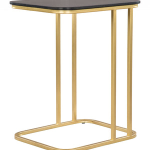 22" Gold And Black Genuine Marble Look Rectangular End Table