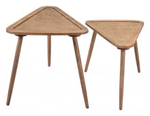 Set of Two Brown Wooden Nesting Tables