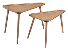 Set of Two Brown Wooden Nesting Tables