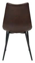 Set Of Two Black Brown Faux Leather Solid Back Dining Chairs