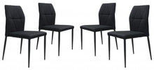 Set Of 4 Black Solid Back Dining Chairs