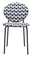 Set of Two Blue Black and White Arrow Design Dining or Side Chairs