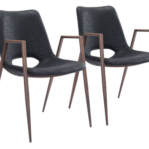 Set of Two Black Retro Modern Funk Dining Chairs