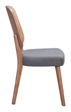 Set of Two Walnut and Dark Gray Modern Retro Dining Chairs