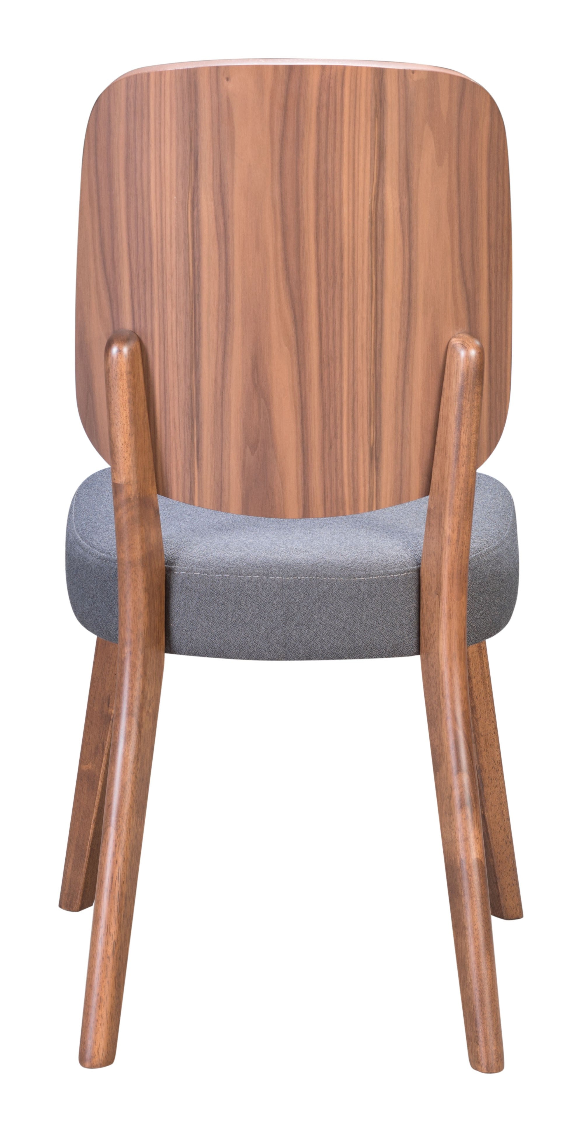 Set of Two Walnut and Dark Gray Modern Retro Dining Chairs