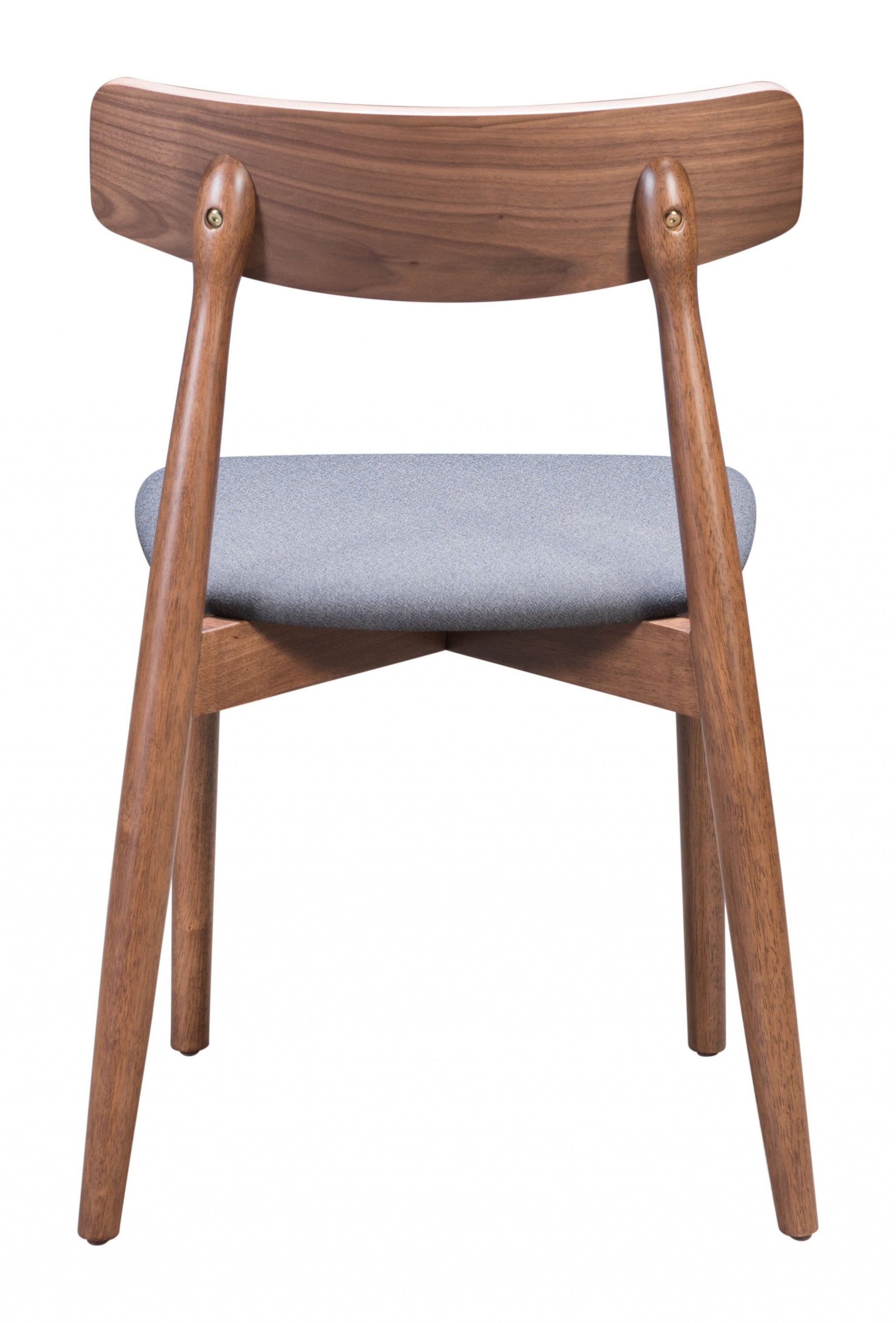 Set Of 2 Walnut and Gray King Louis Back Dining Chairs