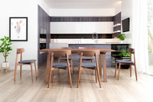 Set Of 2 Walnut and Gray King Louis Back Dining Chairs