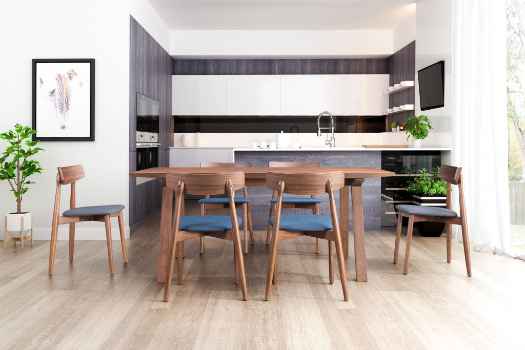 Set Of 2 Walnut and Gray King Louis Back Dining Chairs