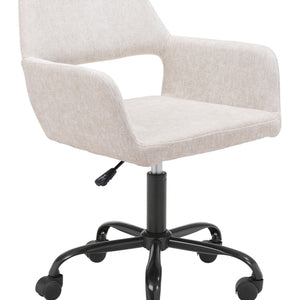 Beige Linen Seat Swivel Adjustable Task Chair Fabric Back Steel Frame