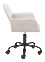 Beige Linen Seat Swivel Adjustable Task Chair Fabric Back Steel Frame