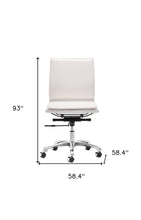 White Faux Leather Seat Swivel Adjustable Executive Chair Metal Back Steel Frame