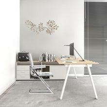 White Faux Leather Seat Adjustable Conference Chair Metal Back Steel Frame Set Of Two