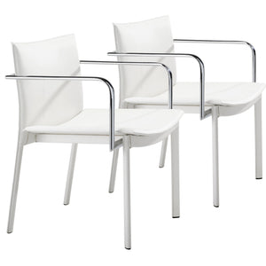 White Faux Leather Seat Adjustable Conference Chair Metal Back Steel Frame