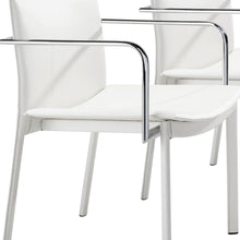 White Faux Leather Seat Adjustable Conference Chair Metal Back Steel Frame