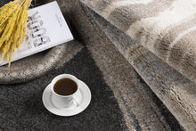 Gray and Tan Abstract Stroke Area Rug - 4’ x 6’